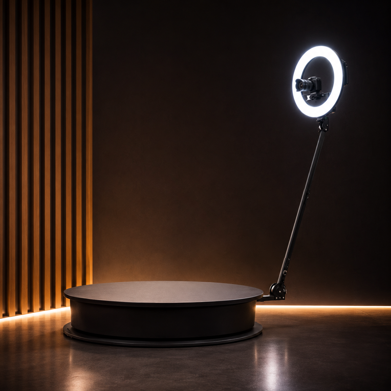 Borne 360° avec plateau rotatif et ring light